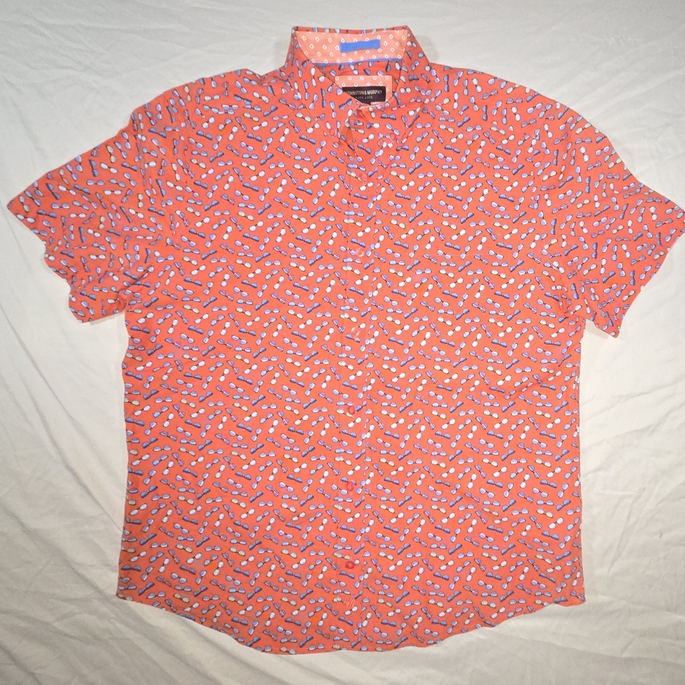 Johnston & Murphy Orange Geometric Shirt